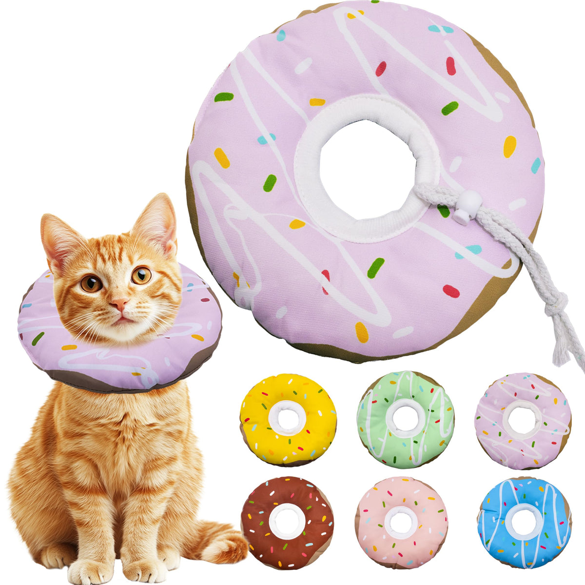 Seyezo Cat Cone Collar Soft, Adjustable Cat Recovery Cone, Orange, Small