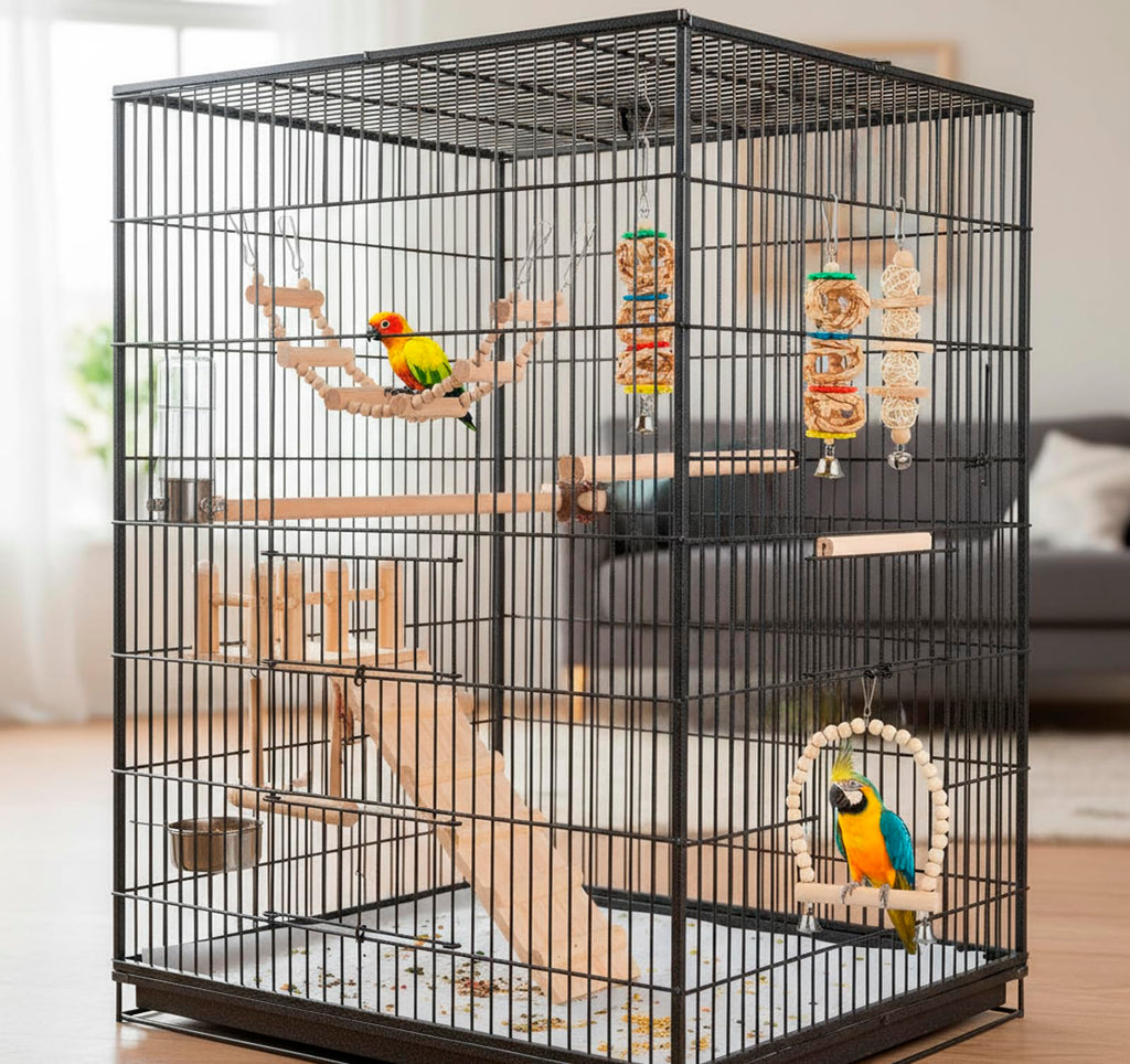 Morezi Bird Swing for cage Parakeet Parrot Swing Wood Hemp Rope Ladder Toy Play Gym Hanging Swing Parrot Perch Hammock Toy for Budgerigar Conure Cockatiel mynah Finches Small Medium Breeds 10pcs