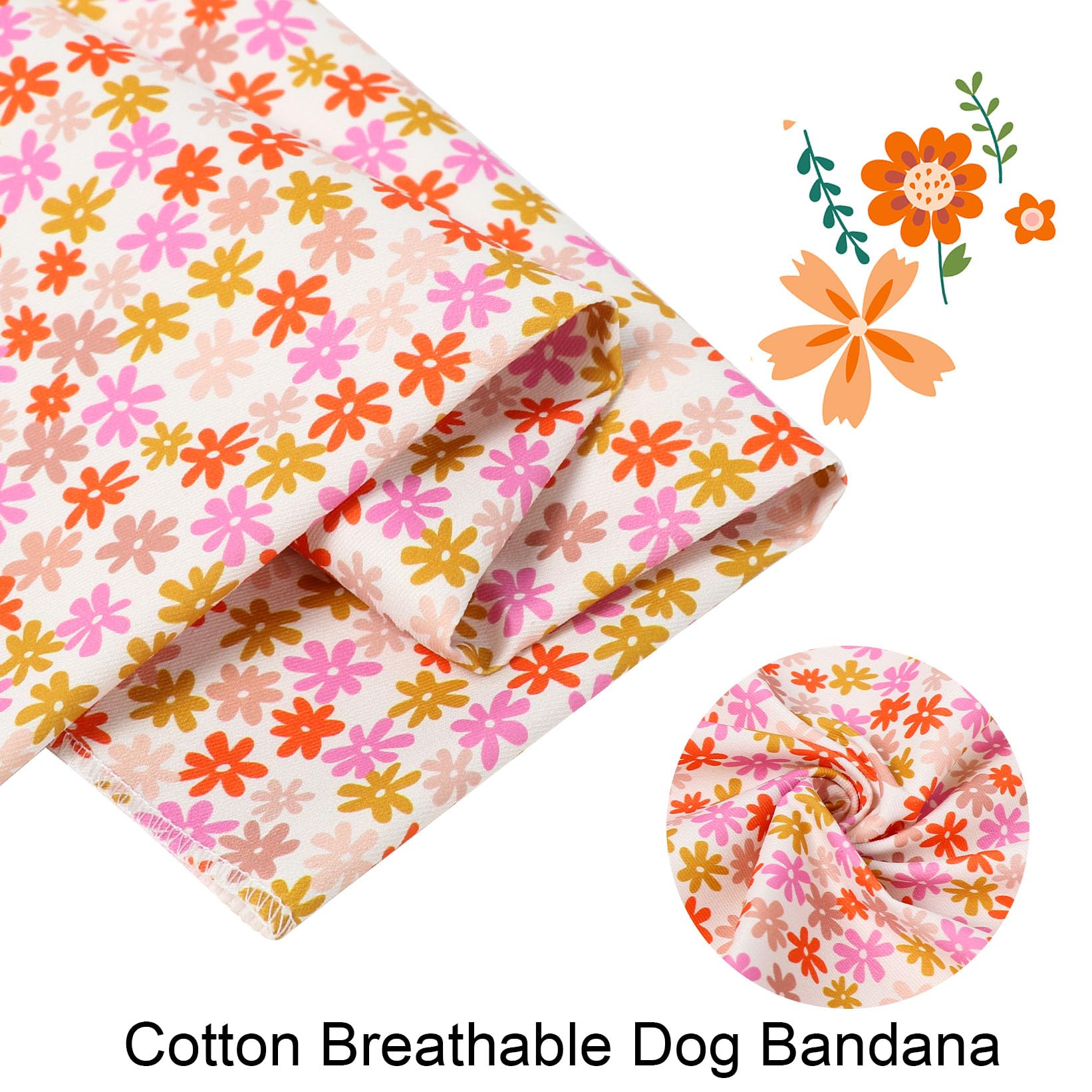 ARING PET Floral Dog Bandana, Spring Summer Daisy Flower Girl Pet Bandana Scarf Triangle Bibs for Puppy Small Medium Large Dogs-S
