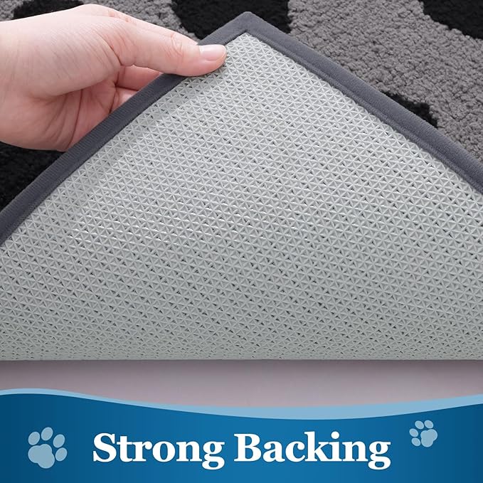 Buganda Dog Door Mat for Muddy Paws, Absorbent Dirt Trapper Washable Indoor Doormats, Non Slip Low-Profile Mud Mat for Dogs, Front Entrance Doormat for Inside Floor (36x24 Inches, Grey)