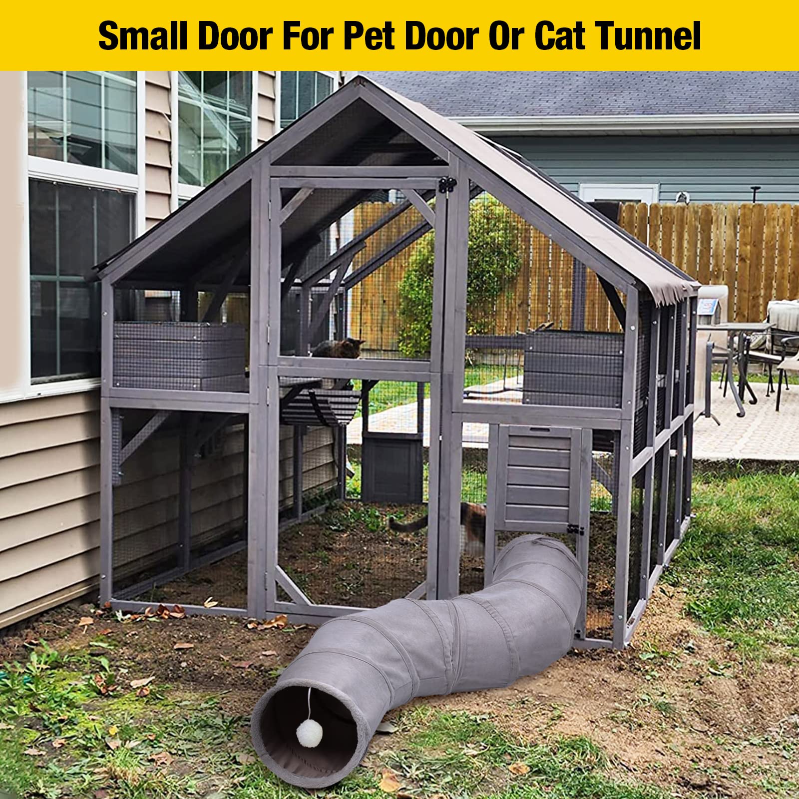 Aivituvin Extra Large Catio Outdoor Cat Enclosure Window Design for 10-20 Cats, 70"H Walk-In Patio Cat House with 4 Access Doors, Waterproof Roof, Spacious Kitty Cage for Multiple Indoor Outdoor Cats