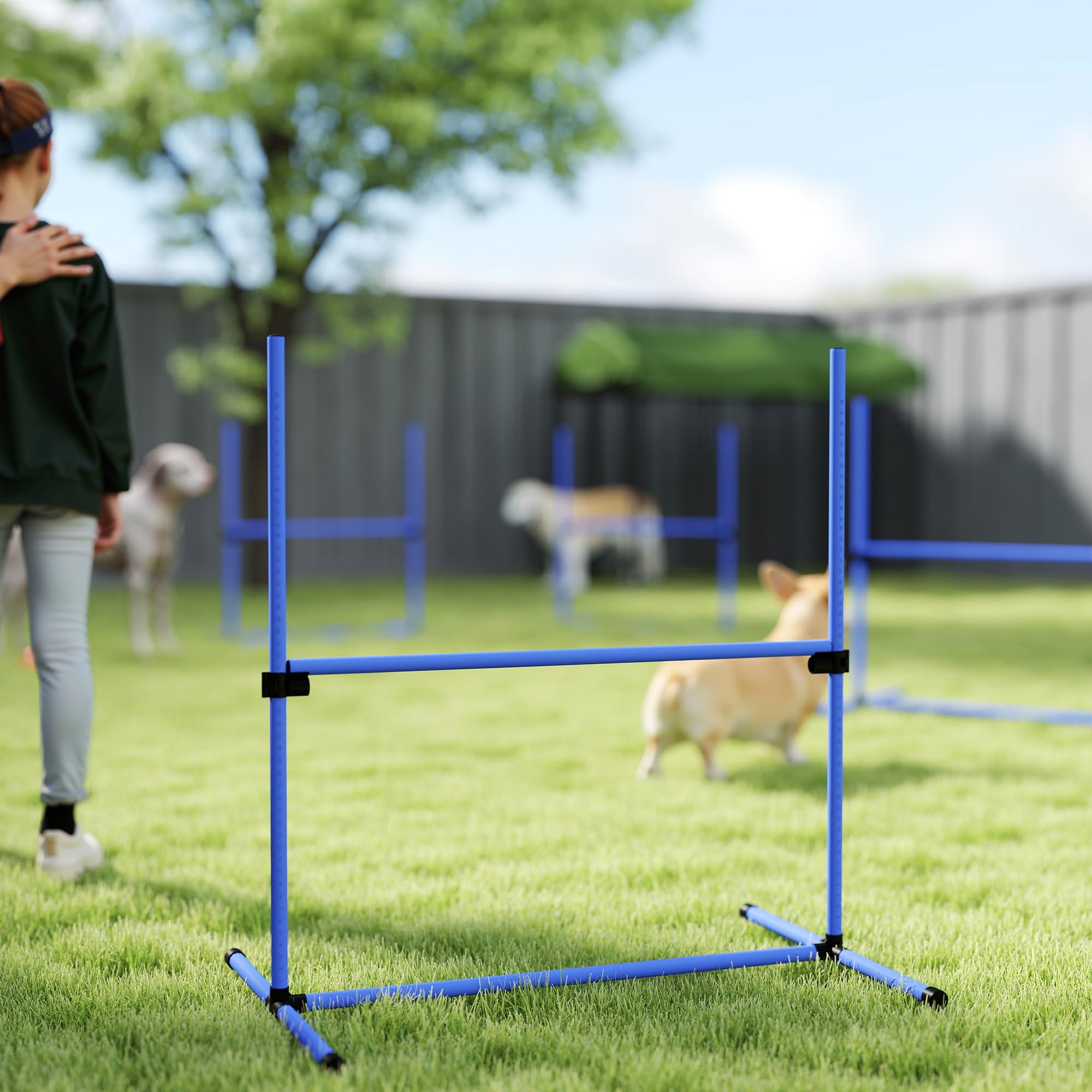 PawHut 4 Piece Dog Agility Training Equipment for Dog Agility Course Blue