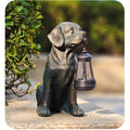 Solar Resin Dog Statue - Garden Art Figurine Dog for Yard Patio Lawn Balcony Decor, Home Houses Holiday Lighting, Outdoor Decoration, Unique Birthdays Ideal Gifts for Mom Grandma Women Wife Sister