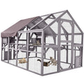 Aivituvin Extra Large Catio Outdoor Cat Enclosure Window Design for 10-20 Cats, 70"H Walk-In Patio Cat House with 4 Access Doors, Waterproof Roof, Spacious Kitty Cage for Multiple Indoor Outdoor Cats