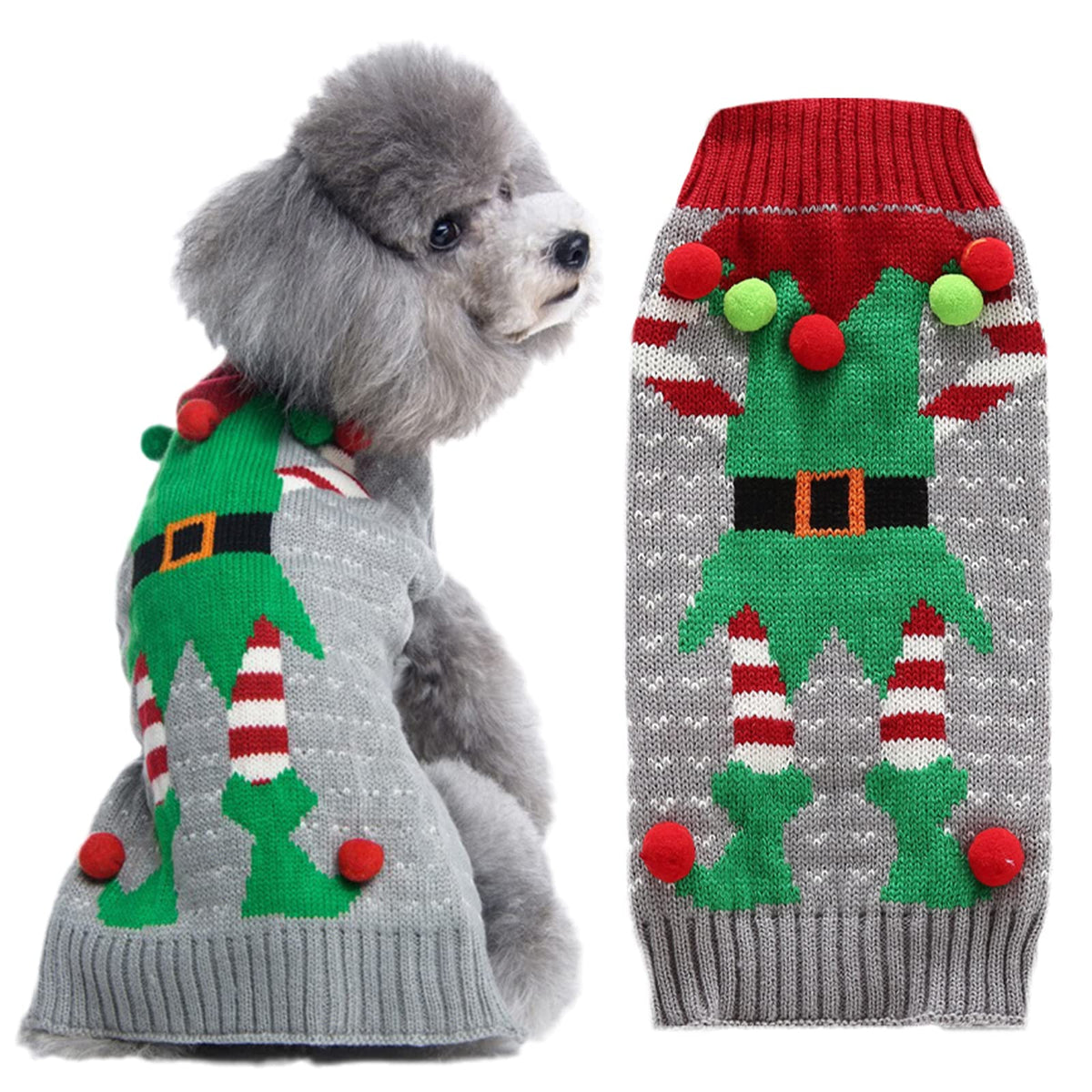 DOGGYZSTYLE Dog Christmas Sweater Xmas Pet Clothes Cute Striped Gingerbread Man Costume Holiday Puppy Cat Jumpers Outfits New Year Gifts for Small Medium Large Dogs(Red Gingerbread Man,XXS)