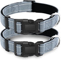 2 Pack Reflective Dog Collar with Safety Locking Buckle, Adjustable Soft Breathable Comfortable Nylon Pet Collar for Small, Medium and Large Dogs, Gray, L