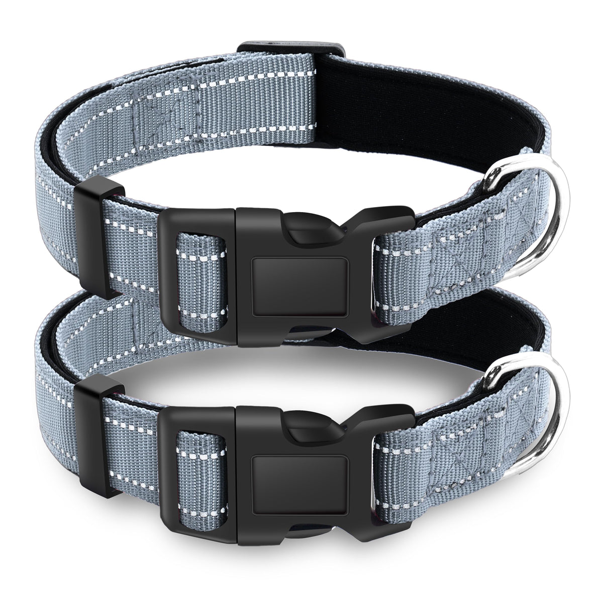 LIEVUIKEN 2 Pack Reflective Dog Collar with Safety Locking Buckle