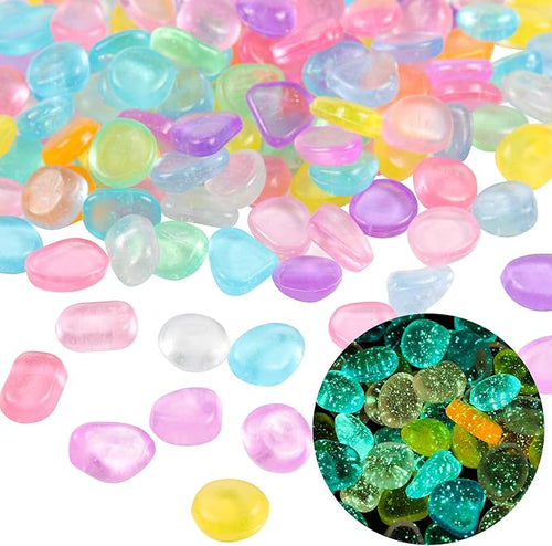 150 PCS Mix Color Glow Rocks Luminous Stones DIY Pebbles Fairy Garden