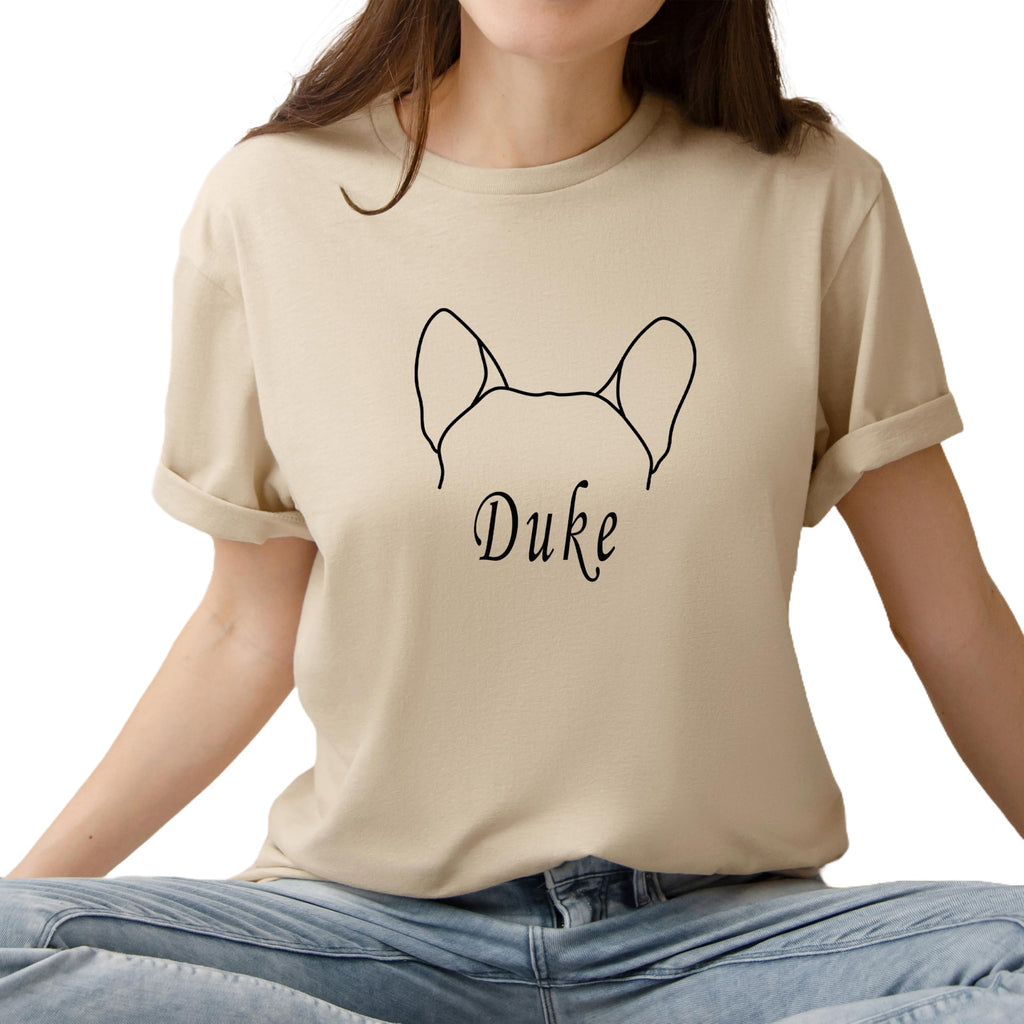 Custom Dog Mom Tank Top with Personalized DogEars & Name, Cute Pet Design Dad Sweatshirt or Hoodie for Women, Unique Pet Lover Gift Shirt, DogOwner Graphic Tee (E)