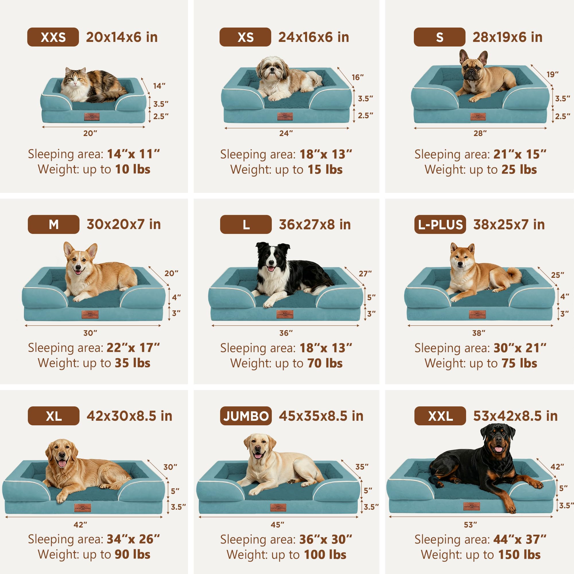 Comfort Expression Waterproof Orthopedic Dog Bed for Medium Size Dog
