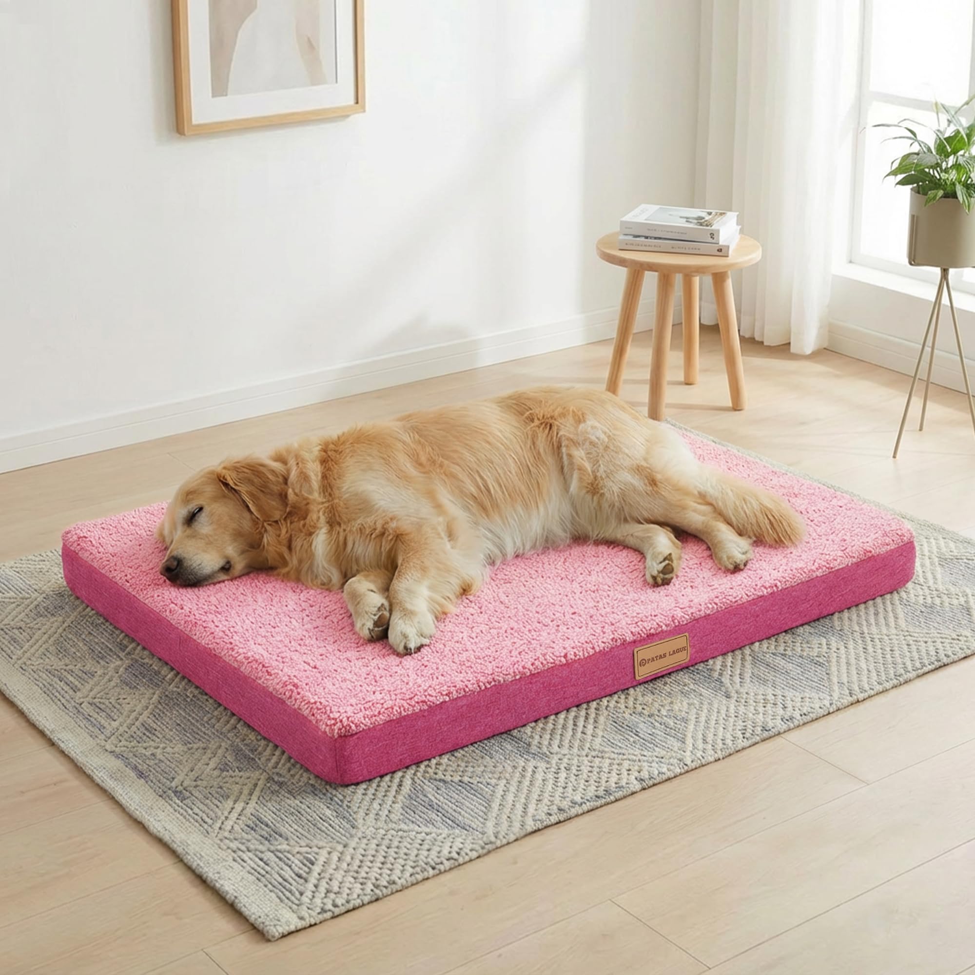 Patas Lague Orthopedic Large Dog Bed Washable Pet Sofa Mat 42''X28'' Pink