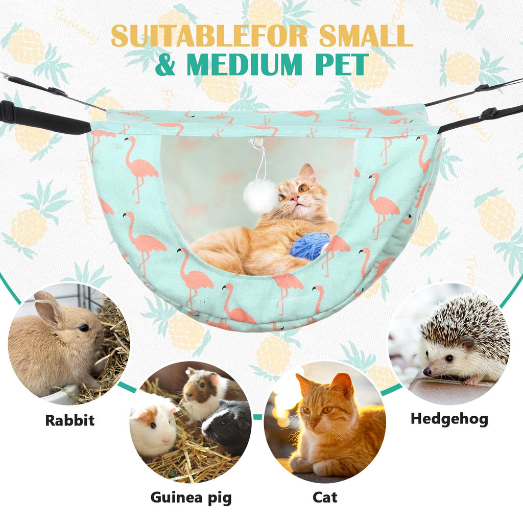 Unittype 2 Pieces Cat Cage Hammock Hanging Pet Bed Double Layer Soft Plush Hanging Pet Comfortable Hammock Bed for Indoor Kitten Ferret Hamster Rabbit or Small Animals, 2 Styles(Pineapple)