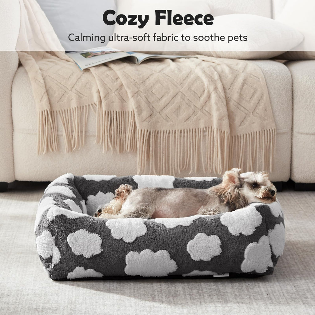 JOEJOY Large Dog Beds Large Sized Dog, Rectangle Washable Orthopedic Pet Bed with Removable Zipper Cover, Cute Soft Calming Puppy Pet Bed with Jacquard Shaggy Plush & Non Skid Bottom