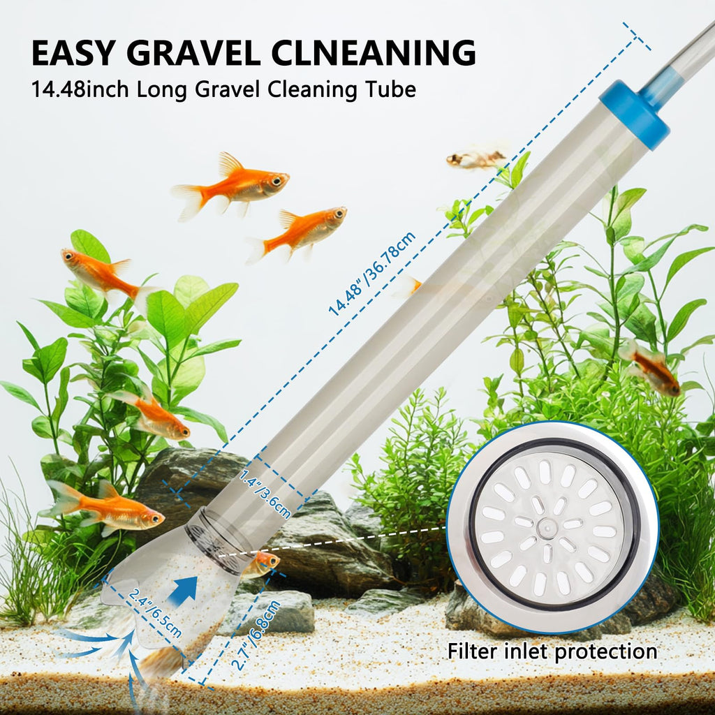 fishkeeper 50FT Aquarium Gravel Vacuum Water Changer - Flow Adjustable Faucet Universal Siphon Quick Pump with 6 Adapters, Bucket-Free Fish Tank Cleaning Tools for Drain & Fill (2025 NEW)