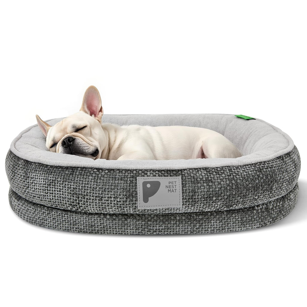 Dog Beds for Small Dogs,Orthopedic Bed with Removable Cover&Non-Slip Bottom Couch Bed with Four-Sided Bolster Grey S