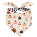 Furry Whisper Dog Birthday Bandana, Reversible Soft Breathable Adjustable Pet Scarf for Medium & Large Dogs, Party Photo Outfit for Boy or Girl, Colorful Cakes Stripes, M Fits Up to 18"