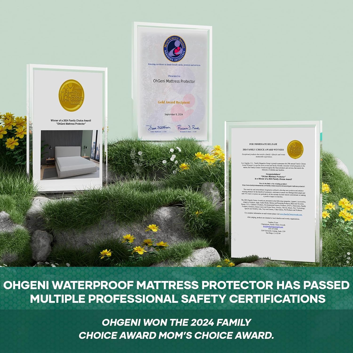 OhGeni 100% Waterproof Mattress Protector, California King-Gray, Fits 6"-20" Mattresses Deep Pocket, Cooling for Taller Person, Breathable Fitted Sheets, Washable Bed Cover Over 99 Count Hex Bumps