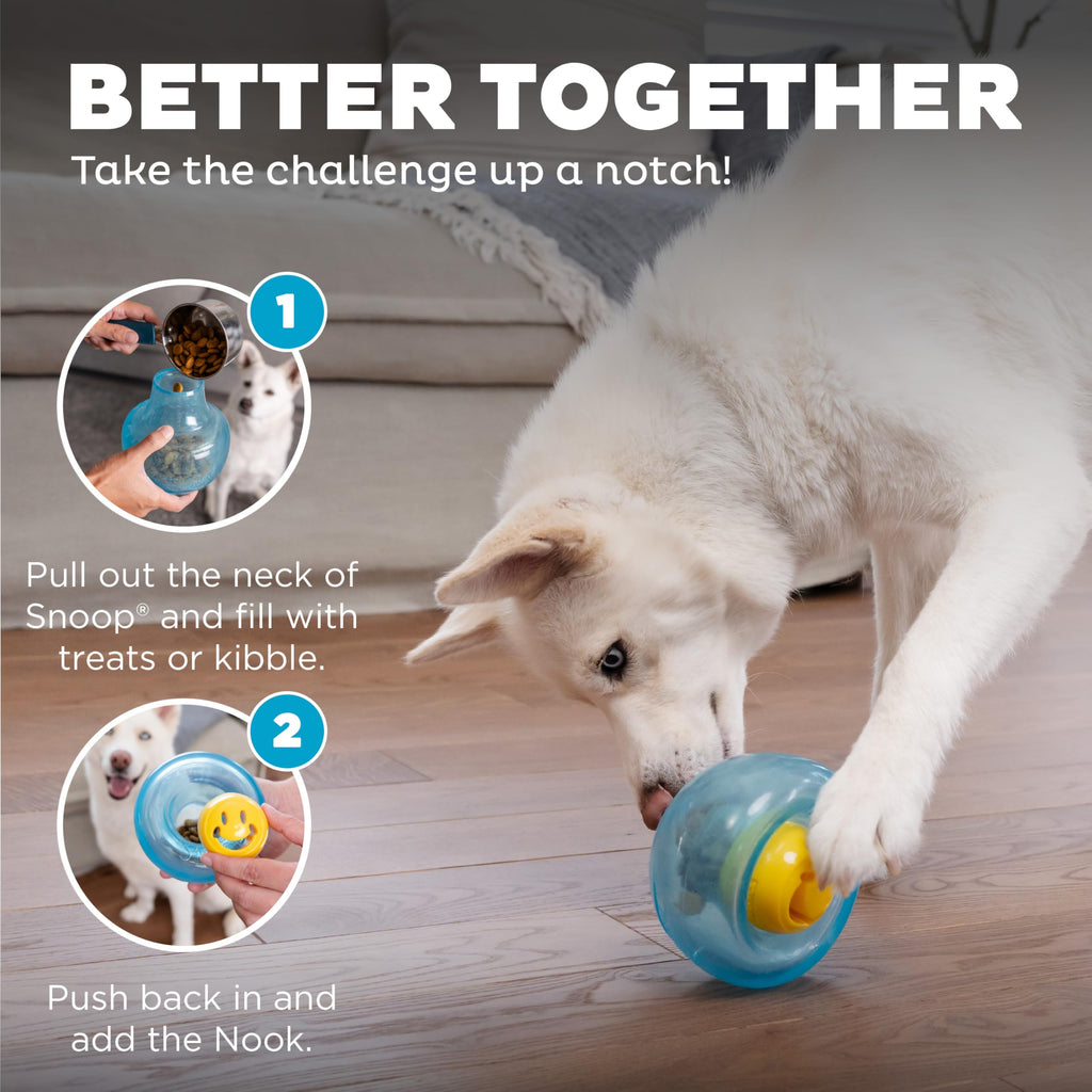 Outward Hound Nooks Happiness Interactive Durable Treat-Dispensing Dog Toy, Stuffable Puzzle Ball for Solo Play or Pair with Large Snoop, Mint-Scented, No BPA