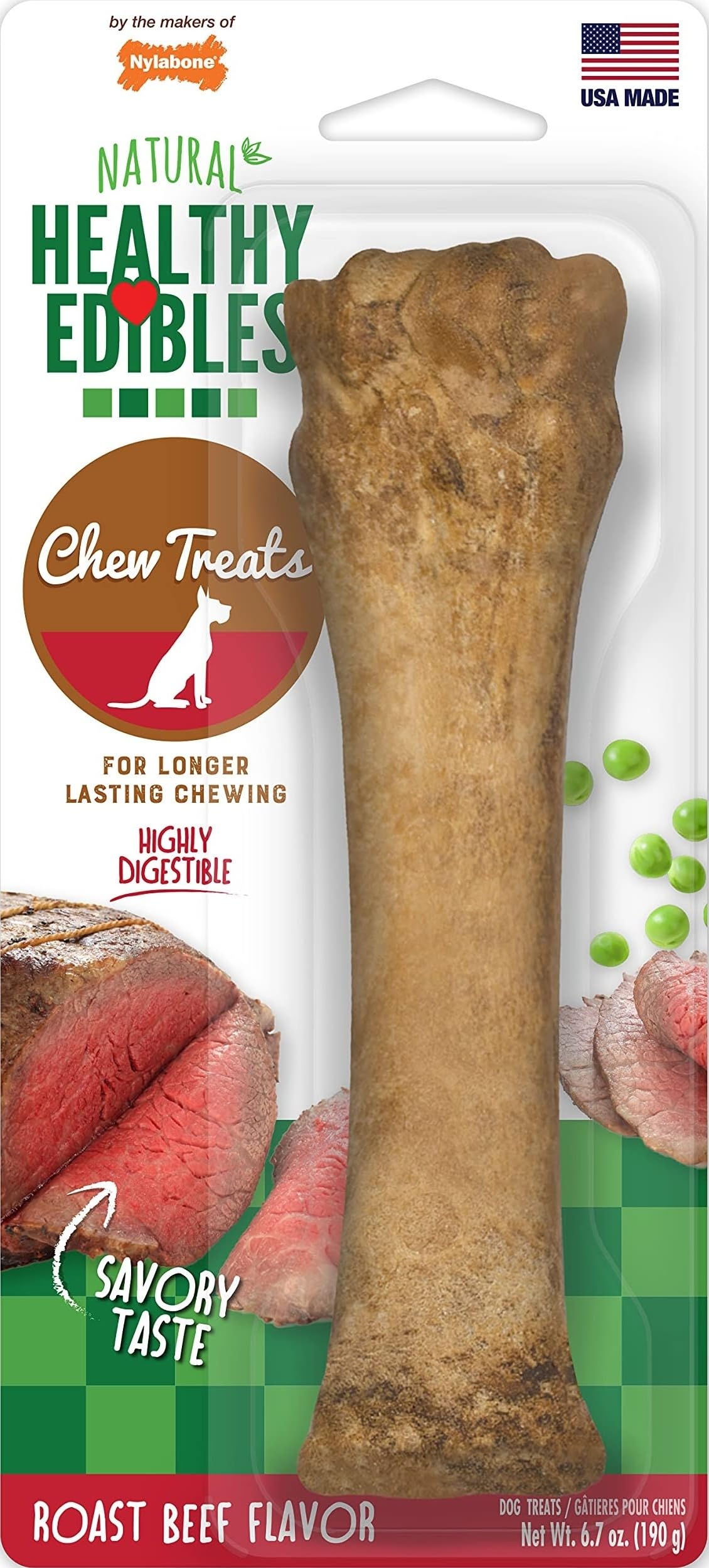Nylabone Healthy Edibles Natural Dog Chews Long Lasting Bacon Flavor Treats for Dogs, X-Large/Souper (1 Count)