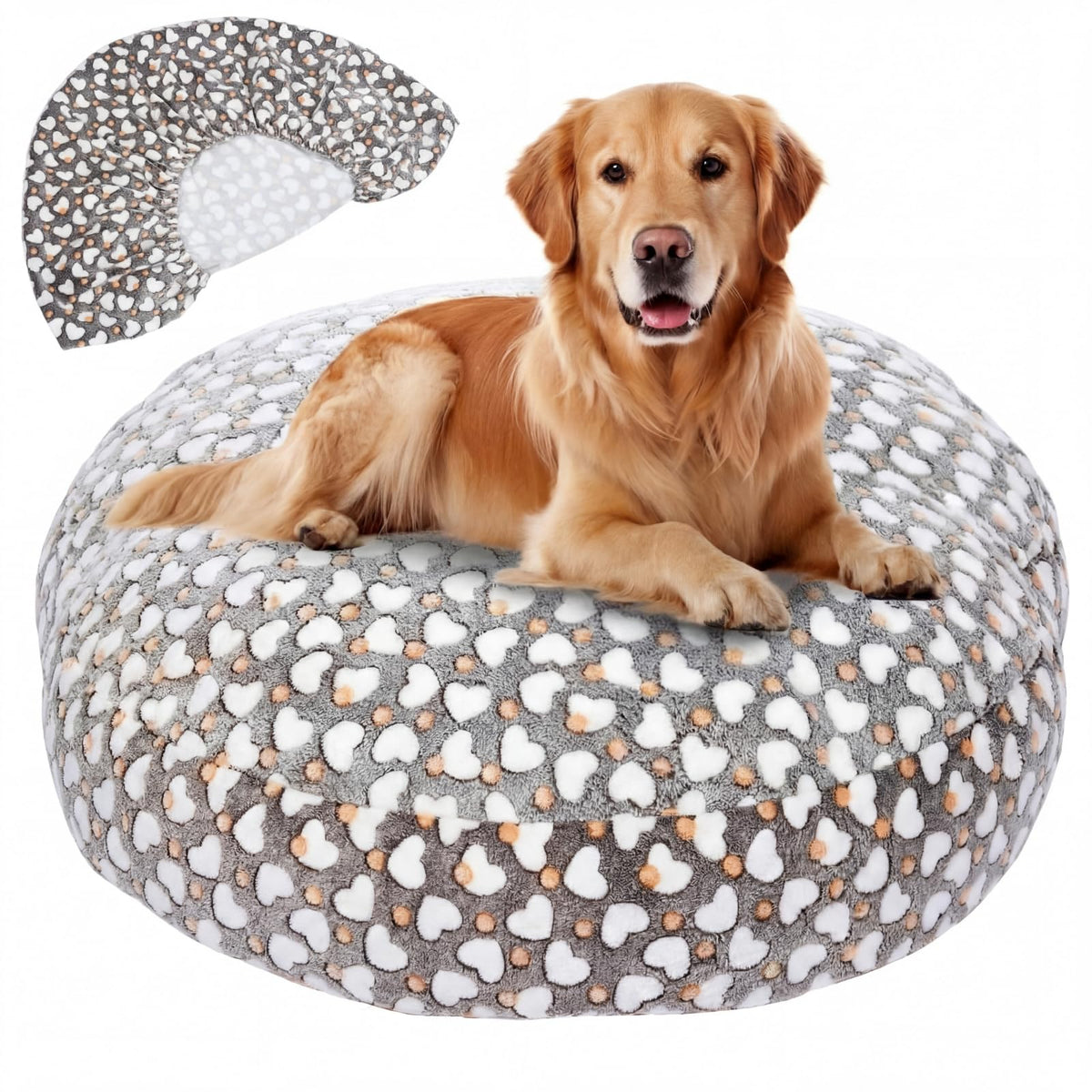 Youyole Medium Washable Round Dog Bed Cover Replacement Waterproof 30 x 30 x 10 in Round Donut Bed Cover for Dog Soft Blue Beds Protector Sheet with Lovely Clouds Print for Donut Beds & Pet Couch
