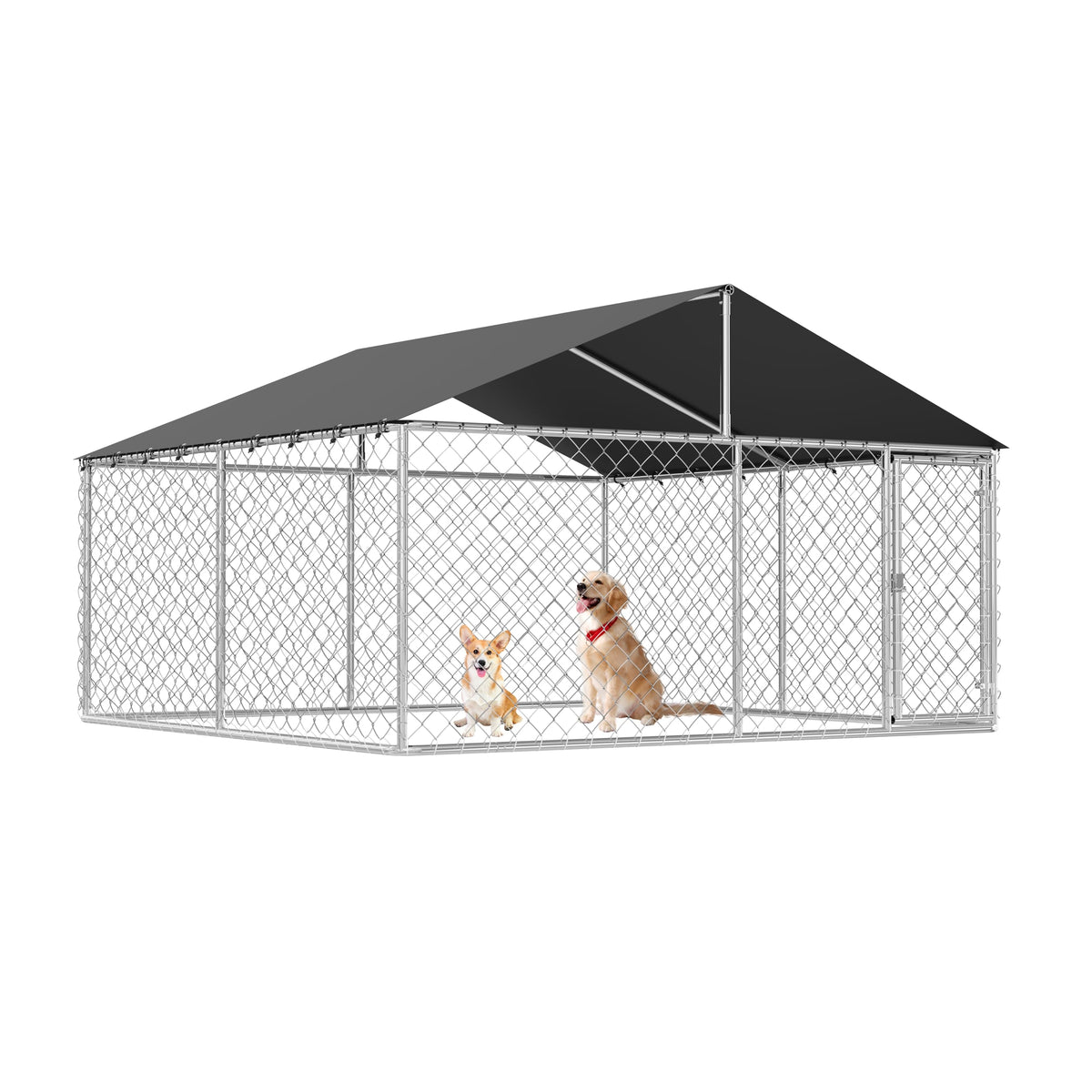 Petonly Outdoor Dog Enclosure Heavy Duty Dog Kennel House Mesh Dog Big Cage Pet Kennel Steel Fence with Secure Lock(236”x 118”)