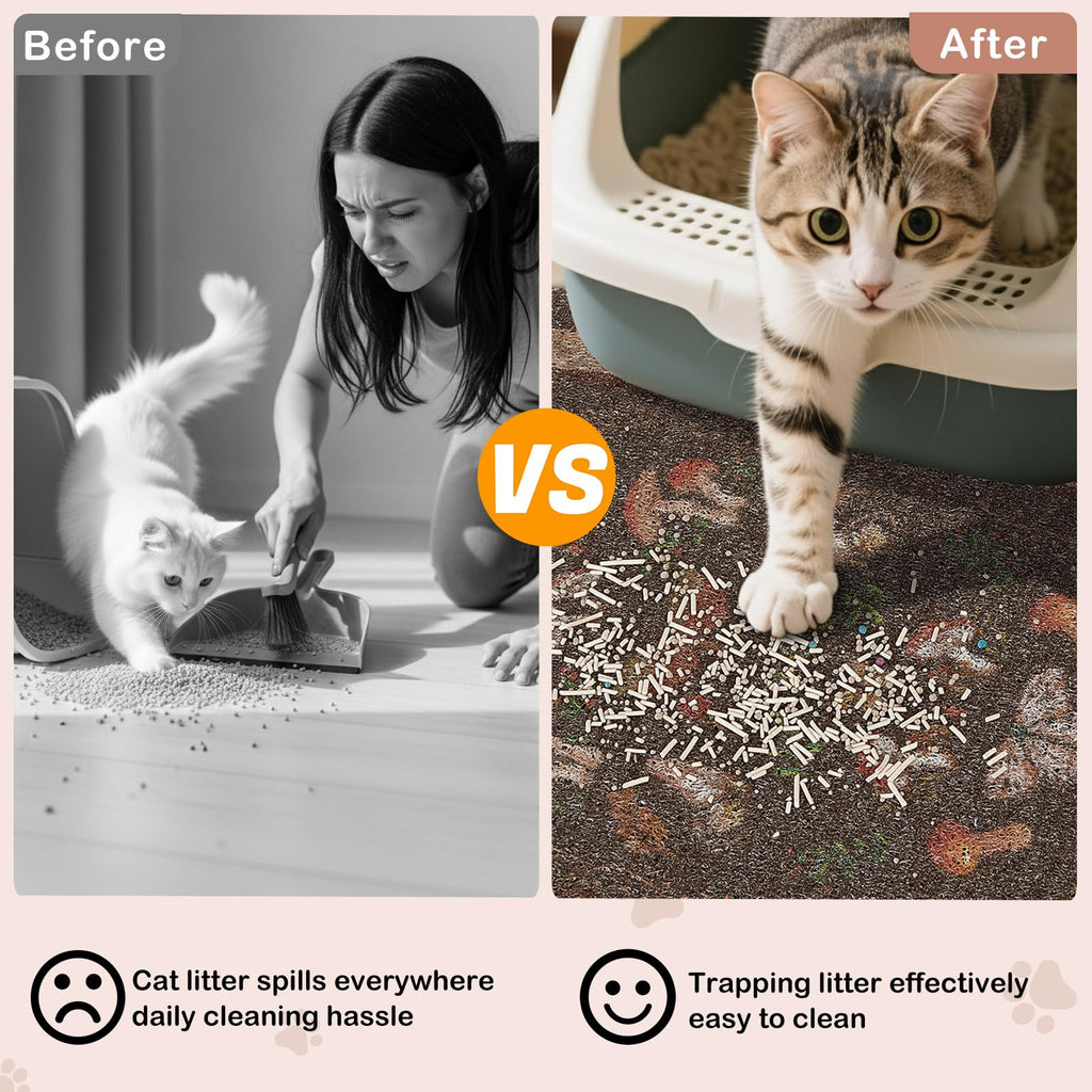Bienbee Cat Litter Mat, 33" x 22" Dense Trapping Mesh for Litter Boxes