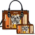 Personalized Pet Mom Leather Handbag – Custom Name Dog Cat Photo Purse, Pet Lover Gifts for Women, Christmas (Style 8)