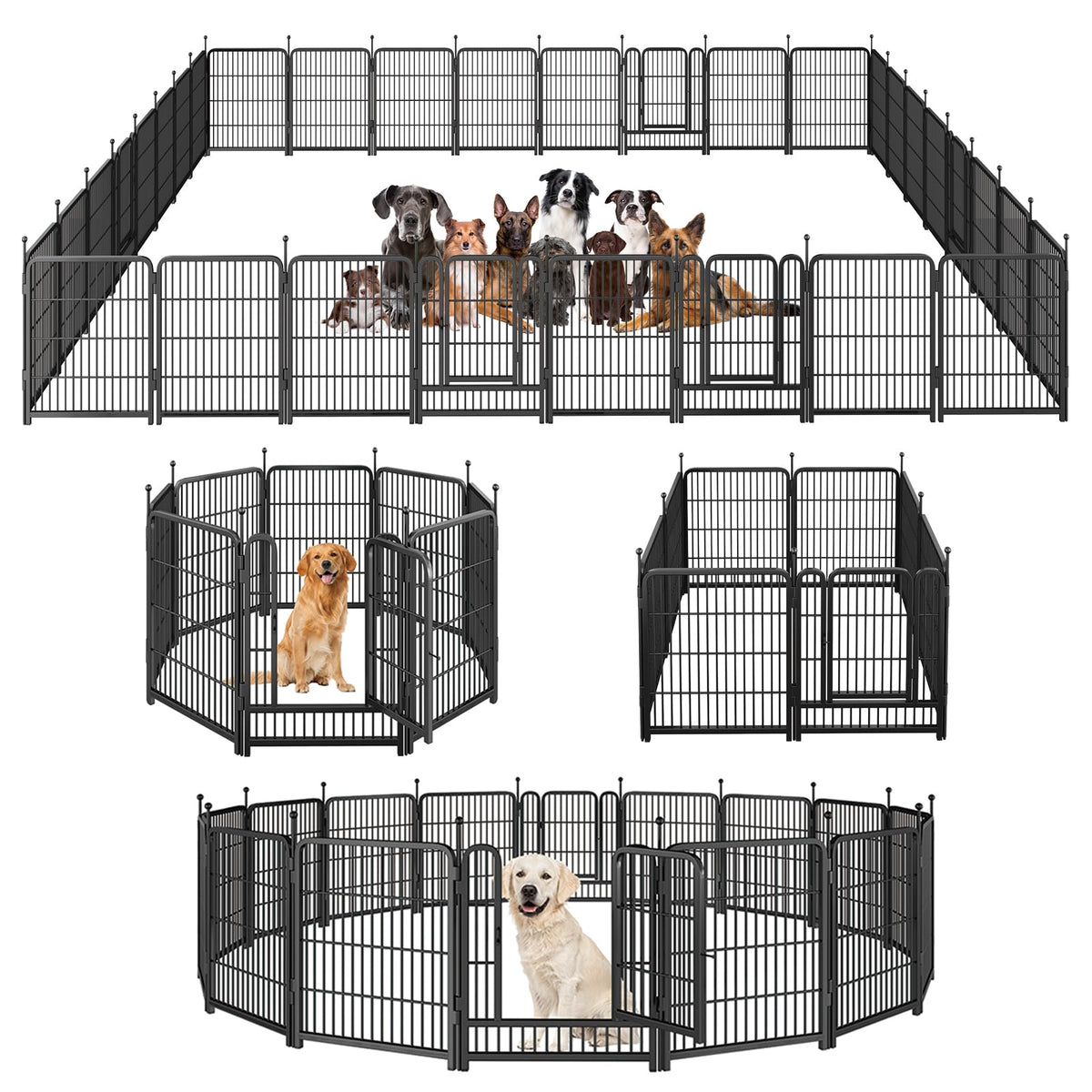 Dog Playpen,Portable Outdoor Dog Fence, Dog Playpen for Large/Medium/Small Dogs, Dog Fences for The Yard,with Doors Foldable Metal (32 inch, 40 Panels)