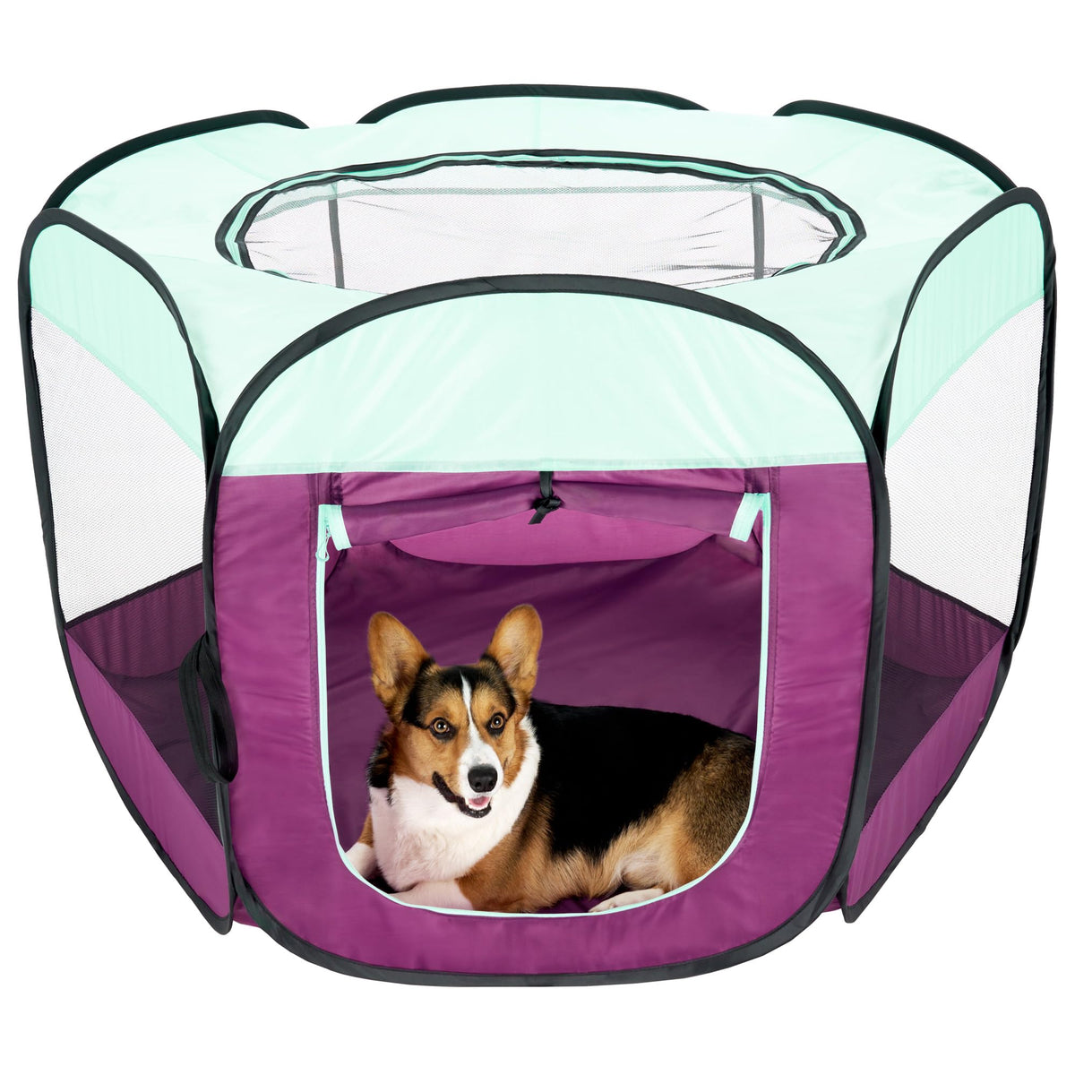 Furhaven Portable Dog Playpen Cat Tent, Pet Playground,Kennel Foldable Indoor Outdoor Zippered Puppy Crate - Navy, Medium