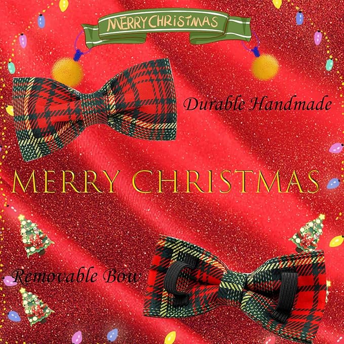 Bobo Rainbow Dog Collar - Thanksgiving Turkey Dog Collar Bowtie Gift Puppy Soft Bow Adjustable Metal Buckle Pet Collar for X-Small Dogs