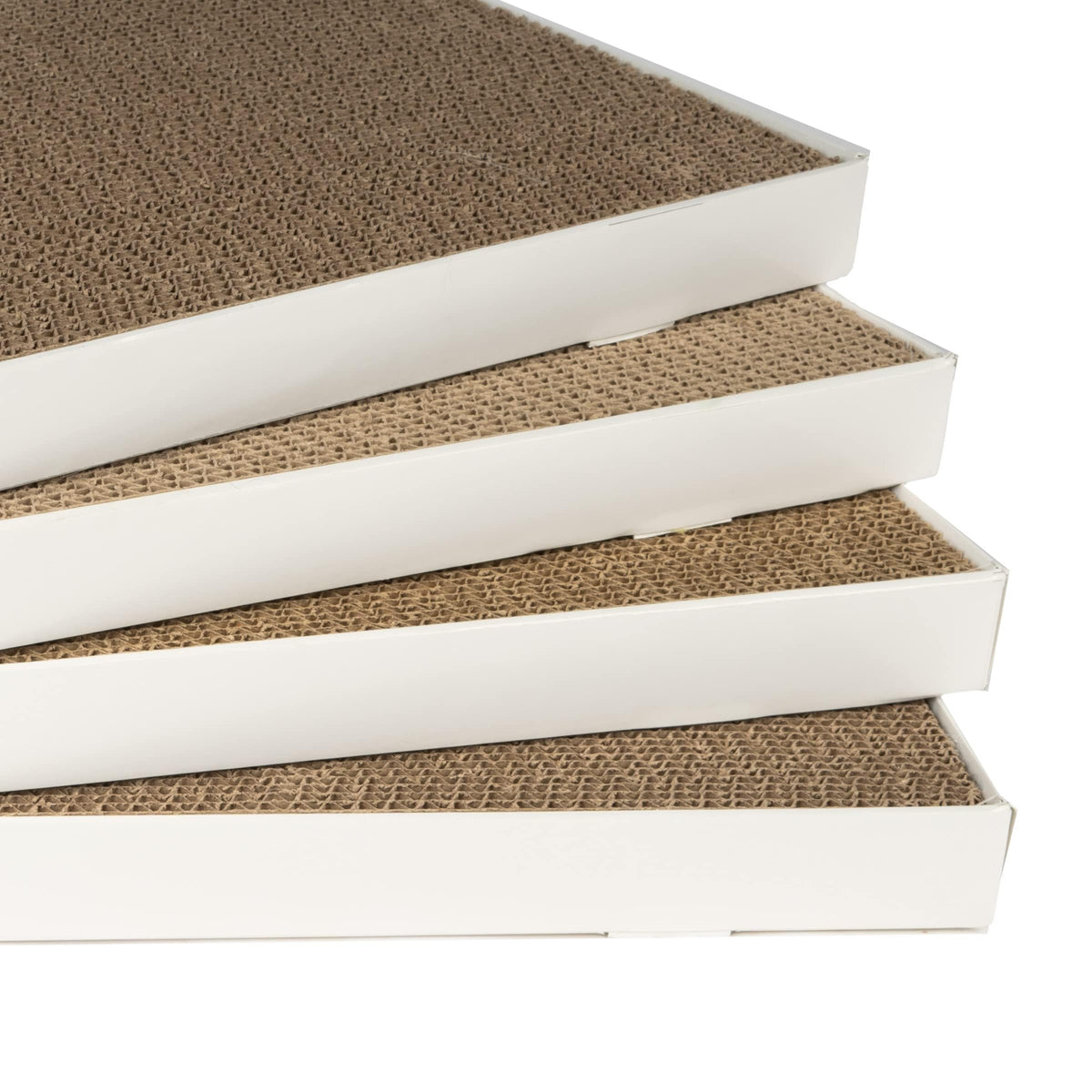 Amazon Basics Corrugated Cardboard Cat Scratcher, Scratching Board, Reversible, 17.4" x 10", White, 4-Pack