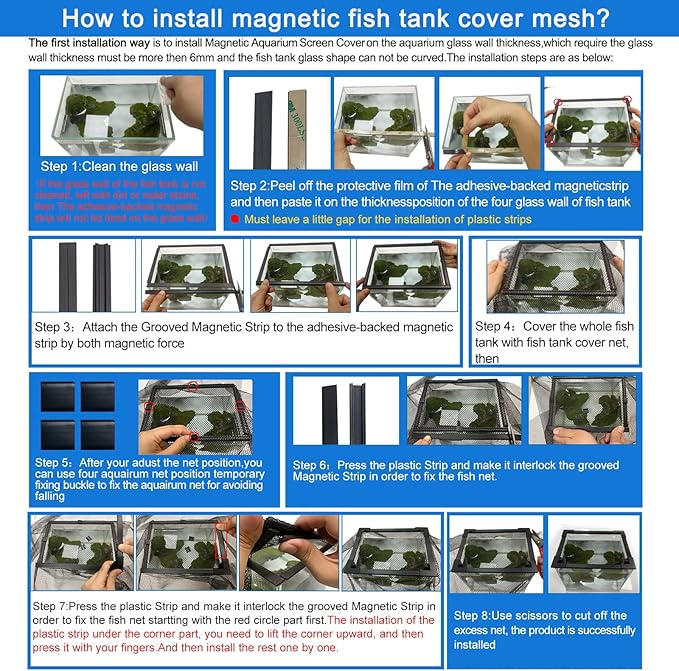 Magnetic Aquarium Cover lid Fish Tank lid Anti-Jumping net Cover mesh lid Aquarium Hood