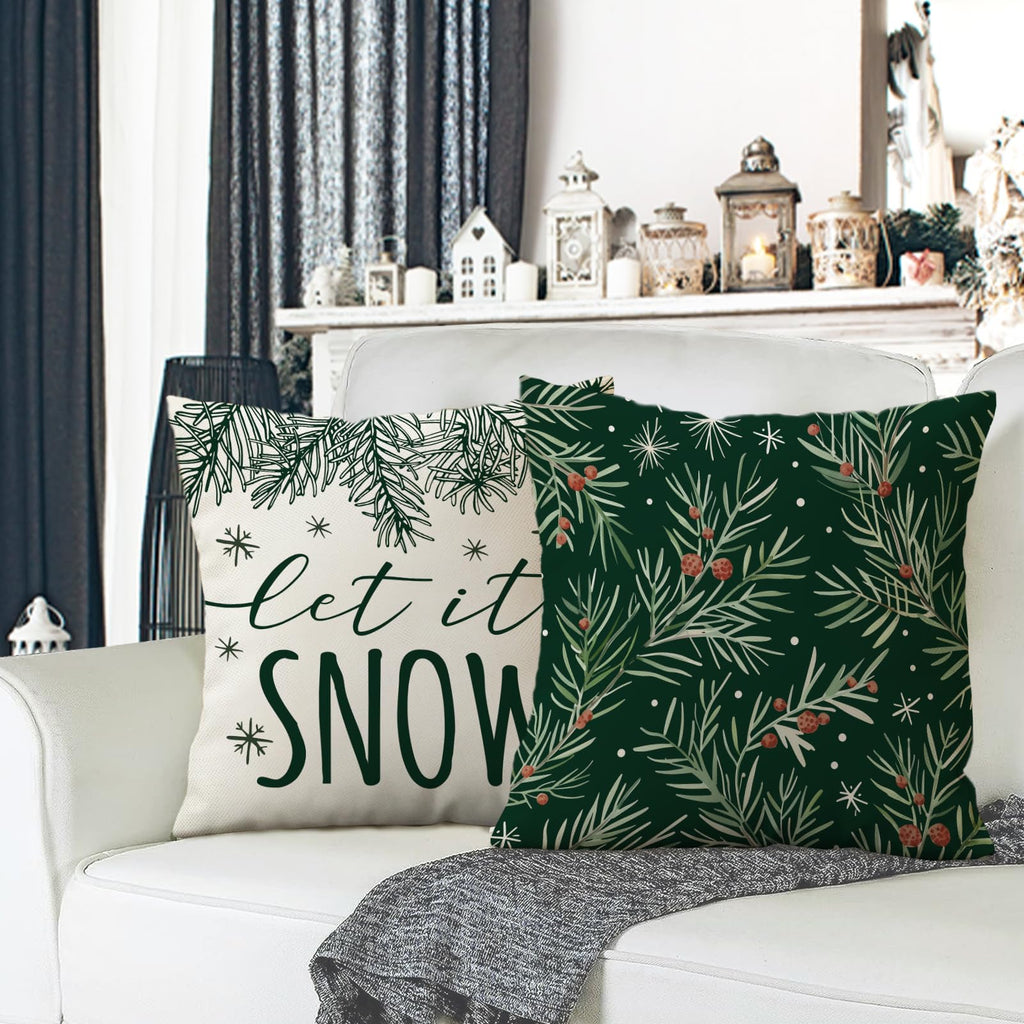 Fahrendom Winter Vibes Green Decorative Throw Pillow Covers
