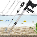 Carefree Fish Aquarium Gravel Cleaner 15~30In with 6Ft Water Hose Fish Tank Water Changer Sand Vacuum with Skimmer Net and Long Handle Sponge Brush Algae Scraper