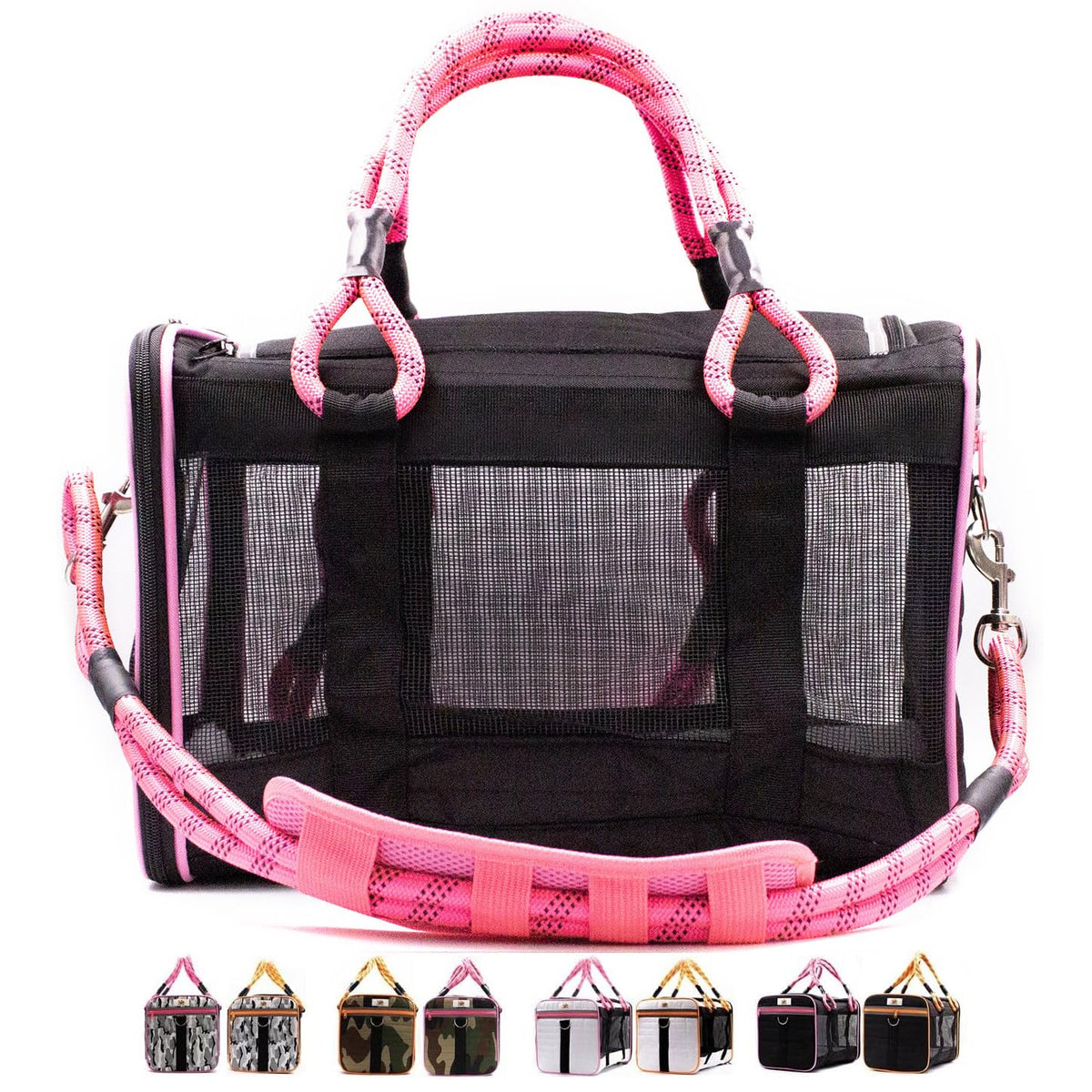 Buddy's Best Airline Approved Pet Carrier – Black & Orange Heavy Duty, Fits Under Seat, TSA Compliant, Ventilated Mesh Design w/Waterproof Base & Reflective Safety Strips
