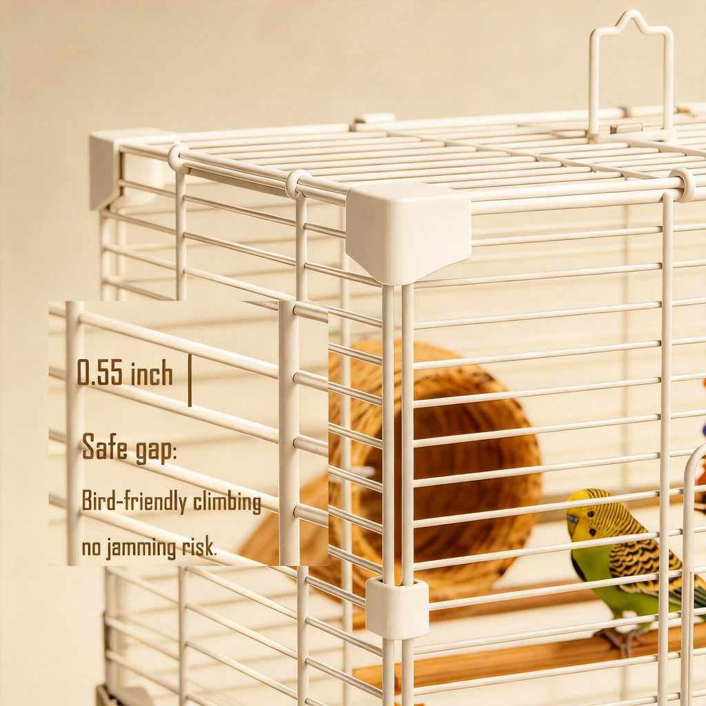 Craftsboys Basic Bird Cage, 24.8inch Parrot Cage (24.8" x 14.6" x 11"),Bird Cage with Ladder, Horizontal Bar, 2 Feeders, and Swing