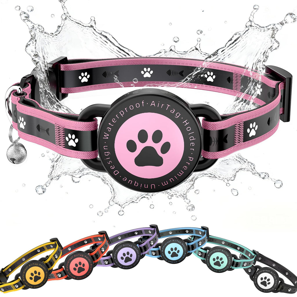 Airtag Cat Collar Breakaway, Reflective Cat Collar with AirTag Holder