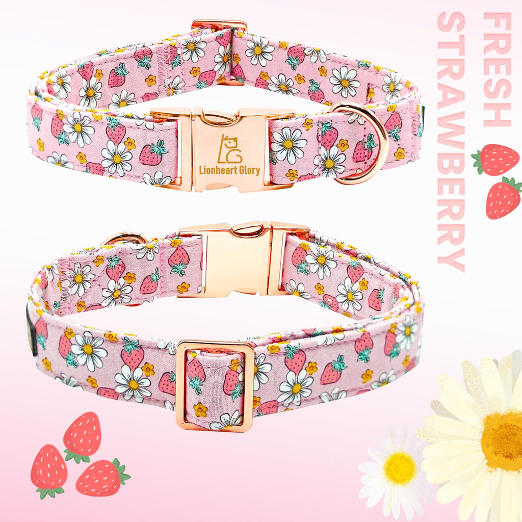 Lionheart glory Dog Collar Flower Collar Pink Dog Collar with Flower Spring Summer Cute Collar Dog Female Soft Durable Adjustable Dog Collars for Large Dogs
