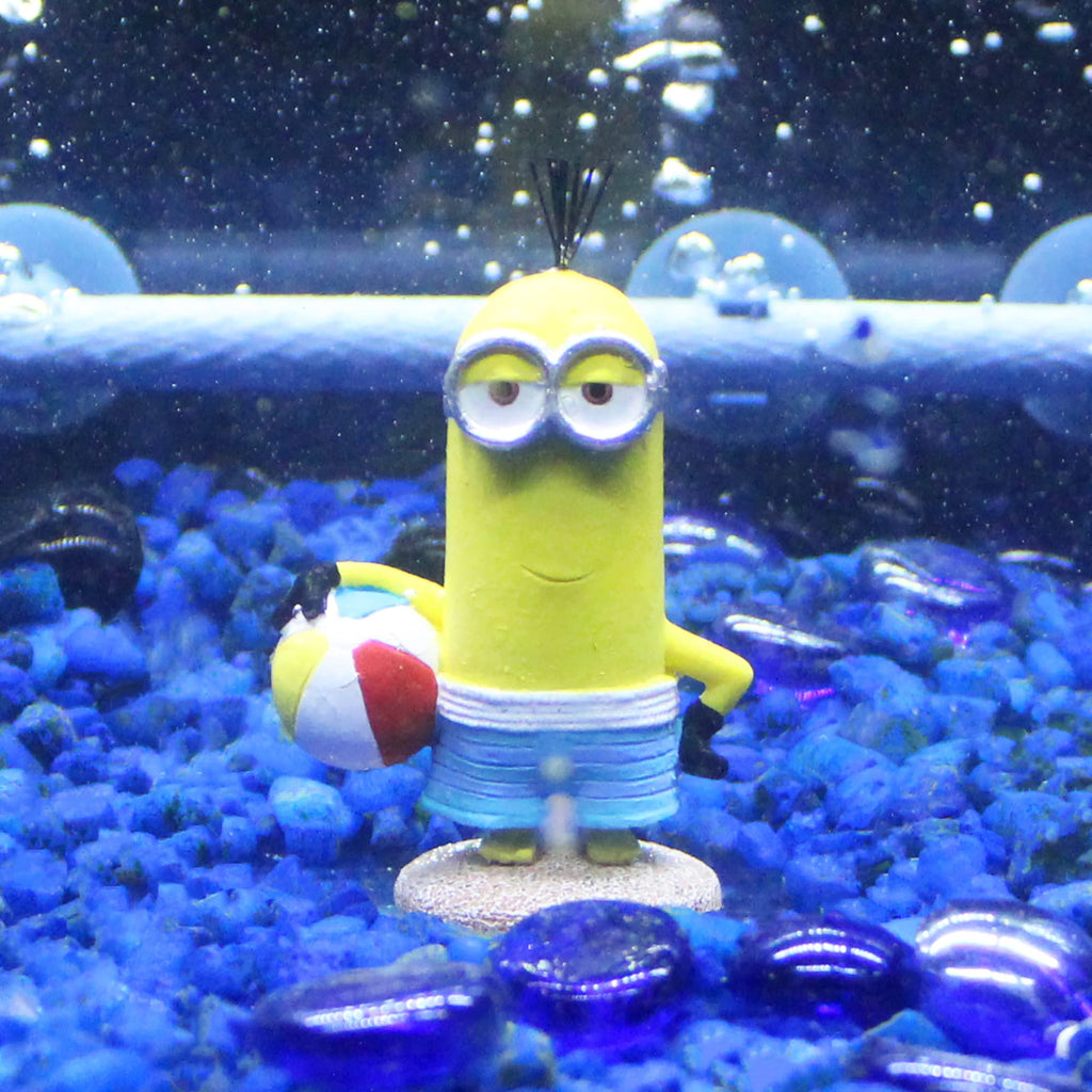 Penn-Plax Minions Officially Licensed 3-Piece Aquarium Ornament Bundle – Includes Kevin, Stuart, and Bob – Beach Themed – Small