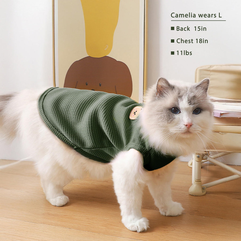 Maqilo Cat Clothes, Pet Clothes,Pet Shirts, Soft Cotton Cat Shirts, Kitten Clothes for Sphynx Cats, Cat Vests for Spring/Summer/Autumn, Breathable Pet Shirt, Pet Clothes for Cats and Dogs., X-Large