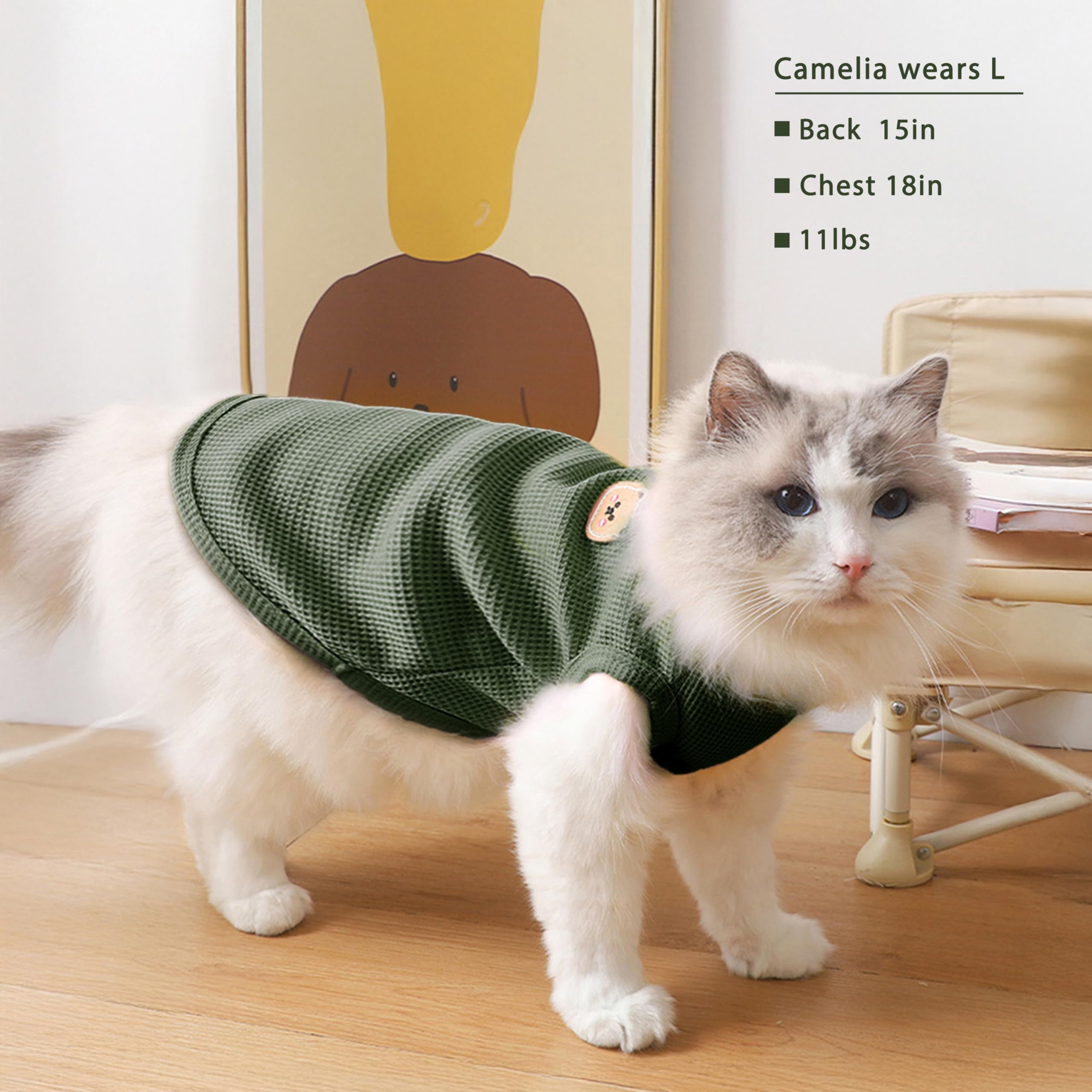 Maqilo Cat Clothes, Pet Clothes,Pet Shirts, Soft Cotton Cat Shirts, Kitten Clothes for Sphynx Cats, Cat Vests for Spring/Summer/Autumn, Breathable Pet Shirt, Pet Clothes for Cats and Dogs., X-Large