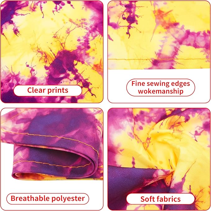30 Pcs Tie Dye Dog Bandanas for Small Dogs Medium Stitch Dog Bandana Bulk Reversible Print One Side Large Polyester Scarves Party Grooming M