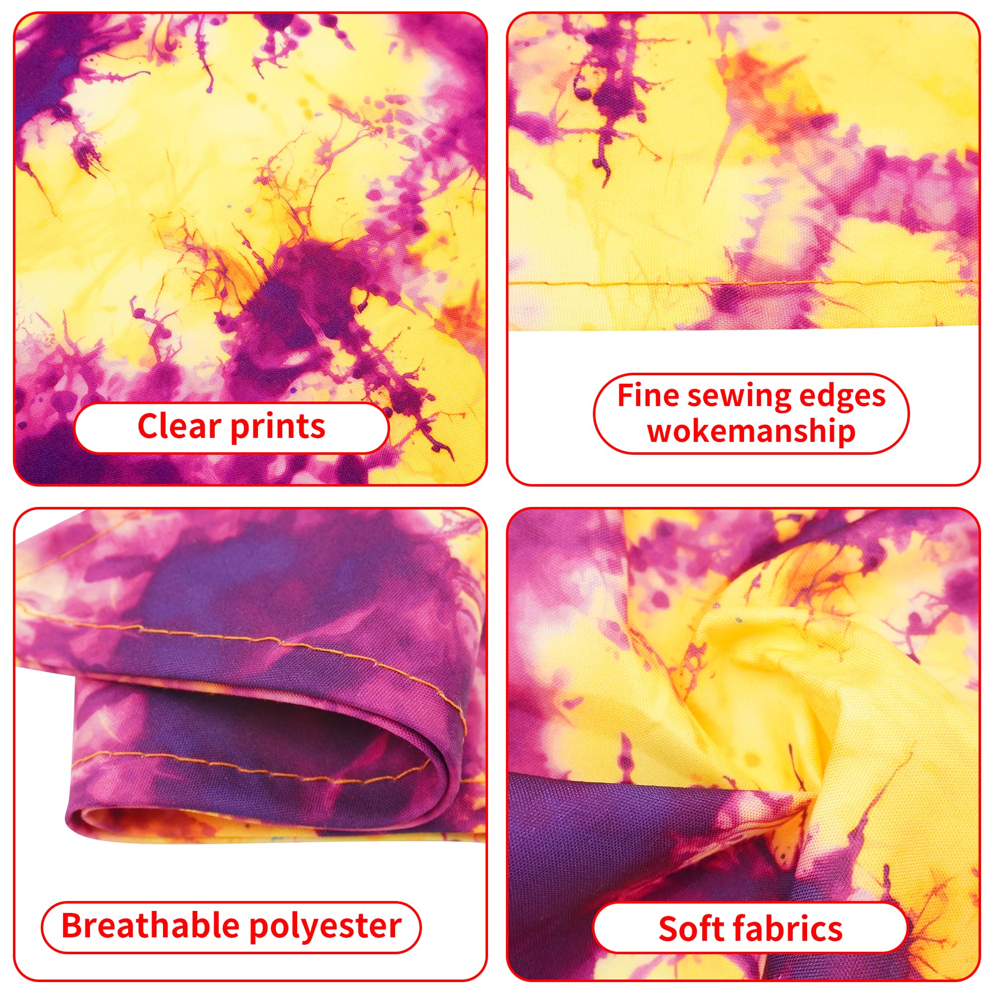 Pai Sence Tie Dye Dog Bandanas Bulk for Large Dogs Sewn Edges 33" 30 Pack L