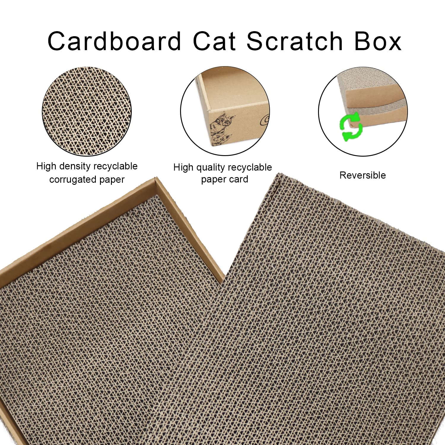 RUBMEOW Cat Scratcher Pad Cardboard Scratch Box for Indoor Cats and Kittens