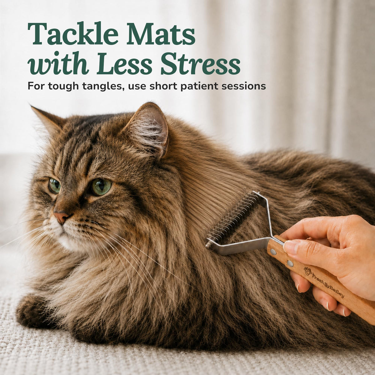 Dematting Comb for Cats and Dogs - Deshedding Undercoat Rake - Mat Remover