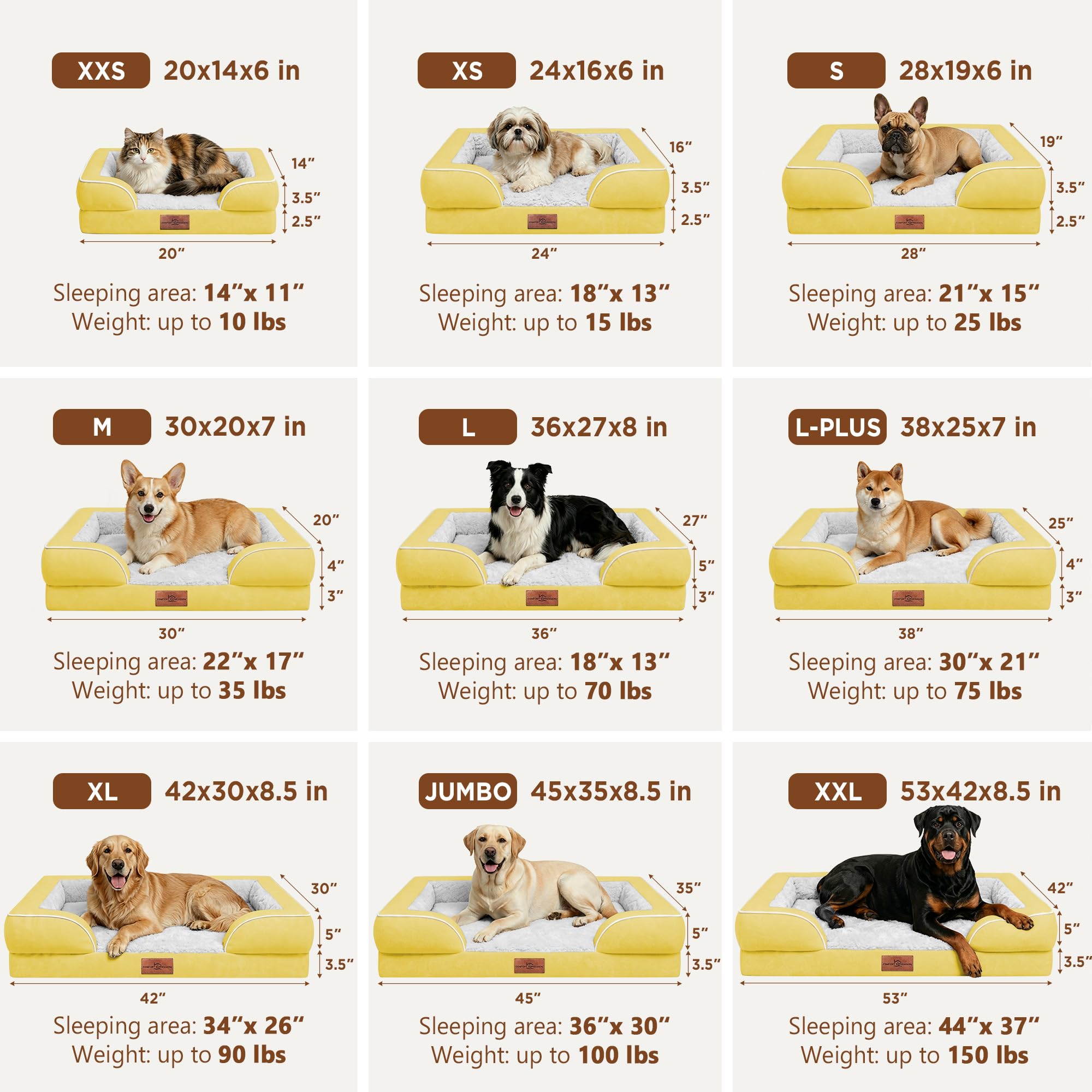 Comfort Expression Waterproof Orthopedic Dog Beds for Extra Large Dog