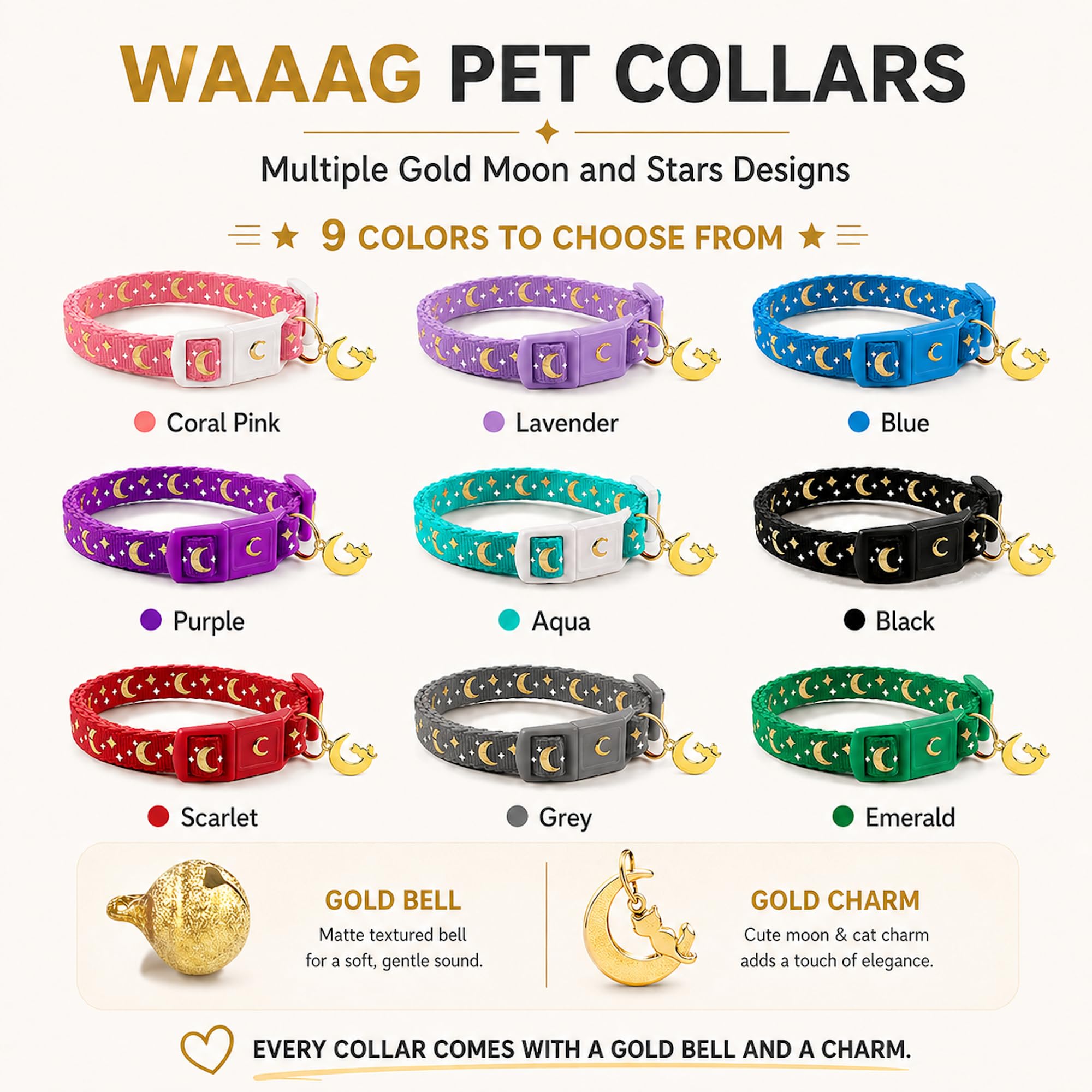 Cat Collar Breakaway with Bell for Kittens & Cats