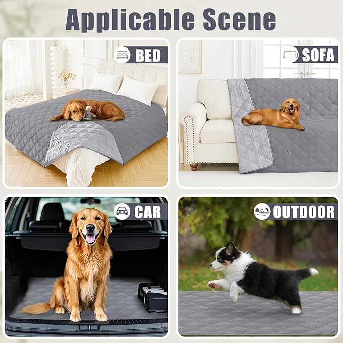 Smiry Waterproof Dog Bed Cover Blanket 82x120, Soft Reversible Pet Blanket, Washable Leakproof Cats Dogs Couch Cover for Sofa, Couch, Furniture, Grey/Light Grey