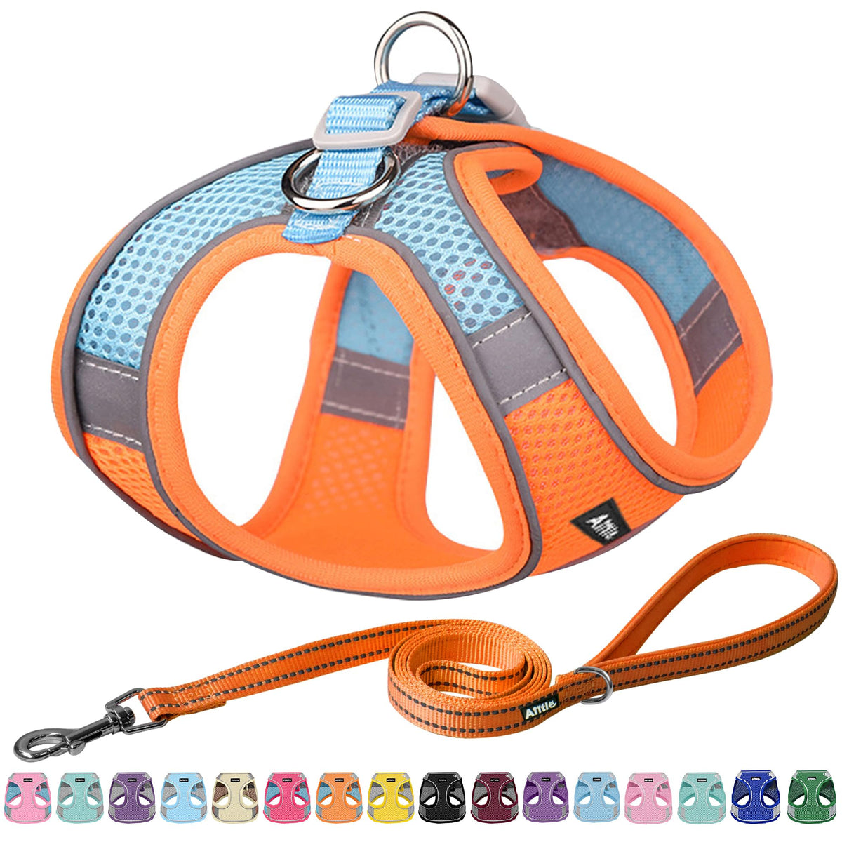AIITLE Medium Dog Harness and Leash Set, Step-in Puppy Pet Vest, Orange XL
