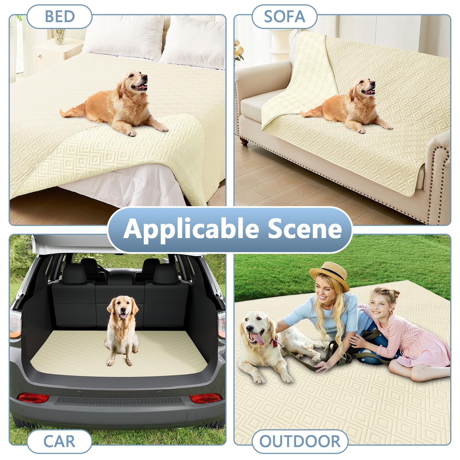 hyha Waterproof Reversible Dog Blanket, Pet Blanket for Sofa Couch